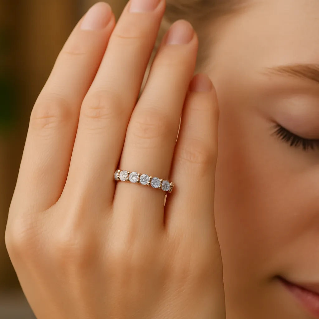 Ouro rosé-18k-Moissanite de 3mm com alta pureza e qualidade.